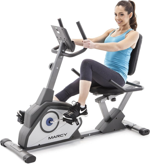 Recumbent Exercise Bike Magnetic 8 Level LCD Adjustable Seat Quiet Home Fitness