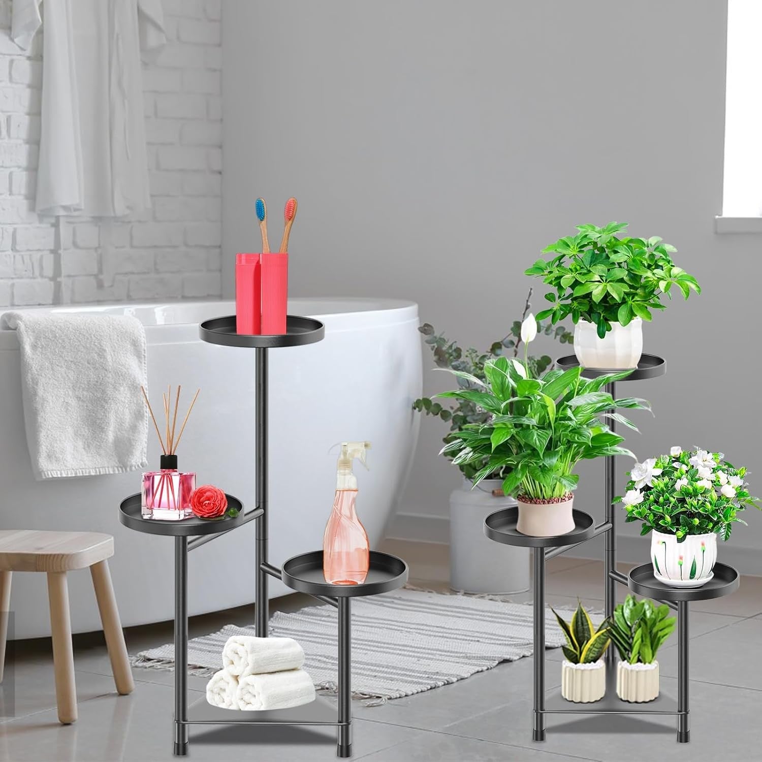 4 Tier Metal Corner Plant Stand Indoor Outdoor Flower Display Rack Black