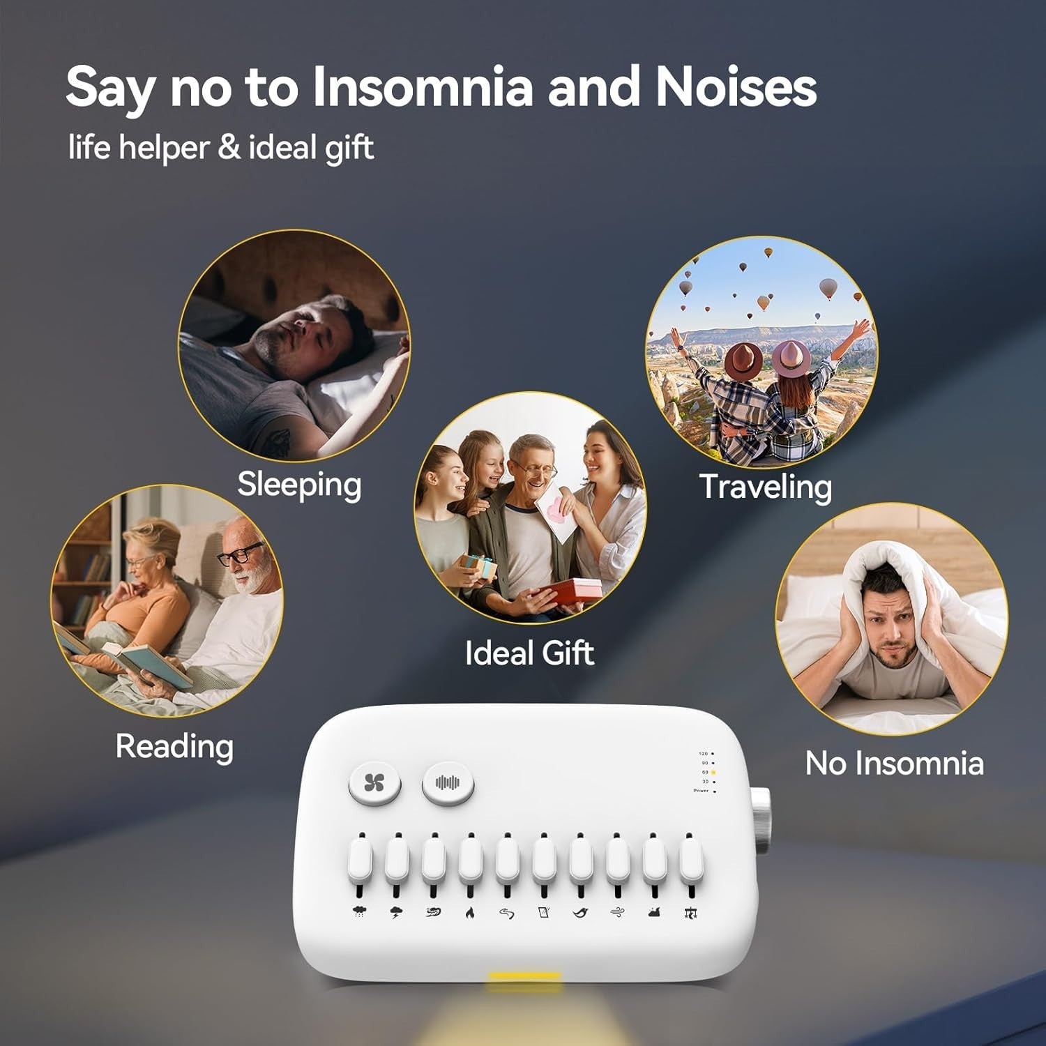 White Noise Sound Machine for Sleep & Relaxation – 4 Timer Settings, Portable