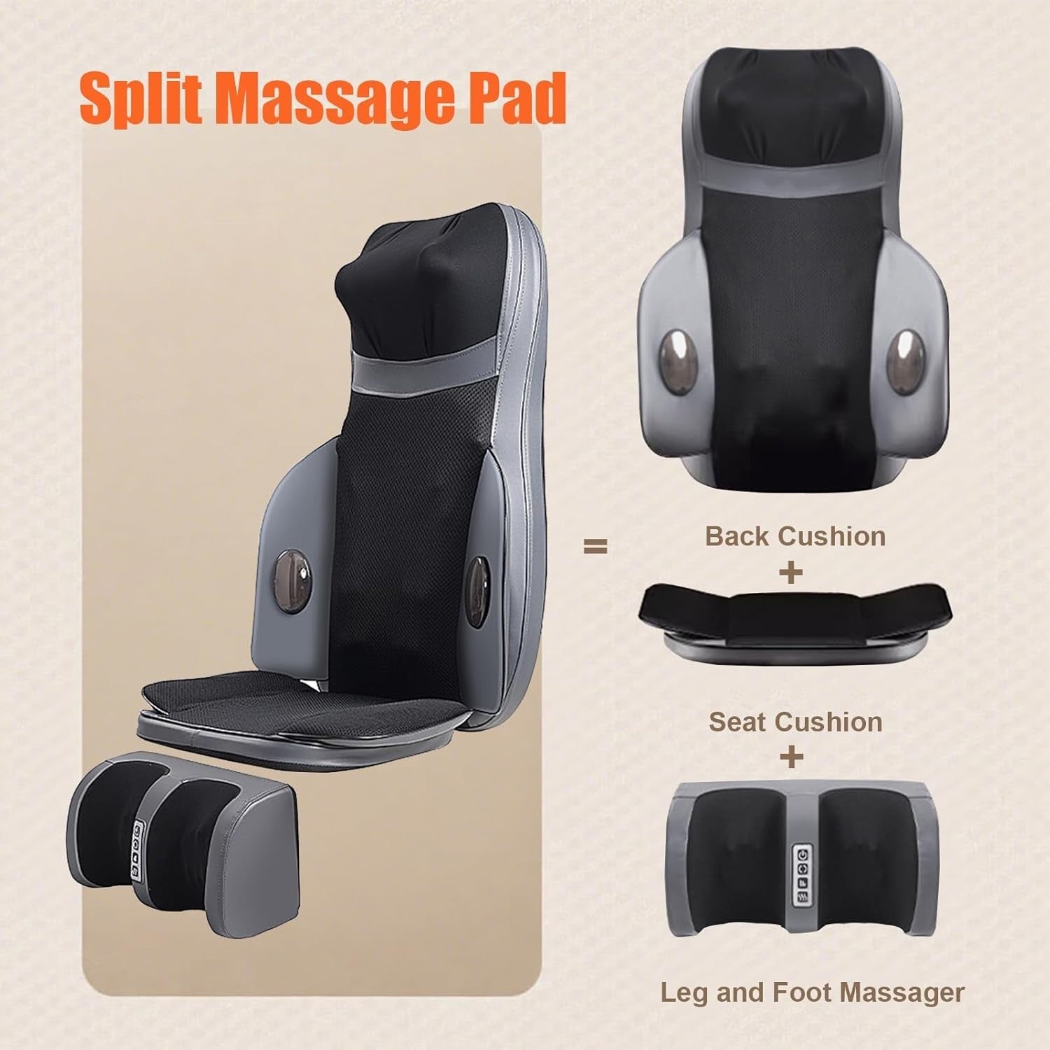 Full Body Massage Cushion Heat Kneading Seat Pad Foot Leg Back Massager