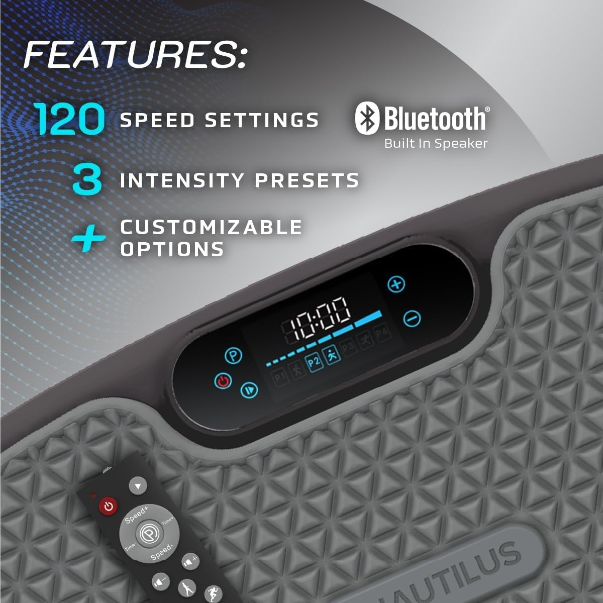 Compact Vibration Plate Fitness Platform 120 Speeds Bluetooth Home