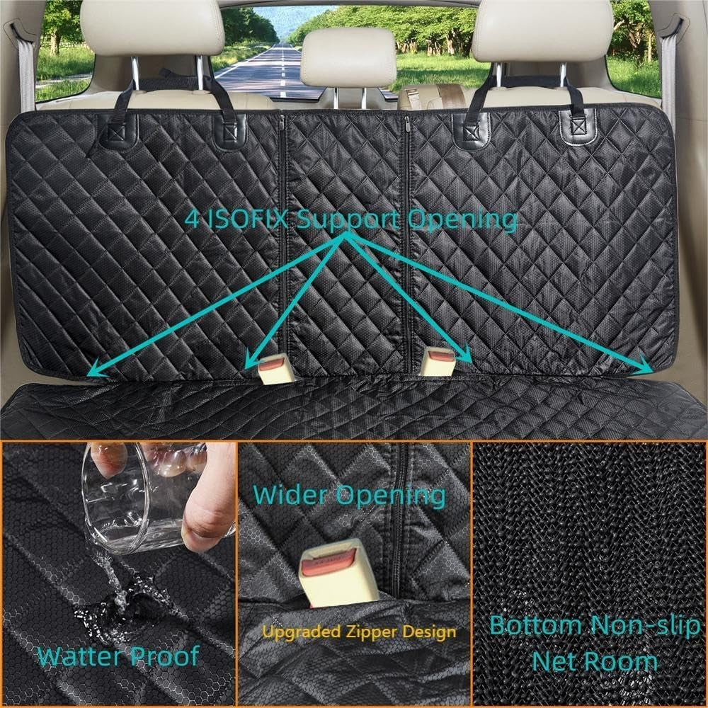 Waterproof Dog Car Seat Cover ISOFIX Rear Seat Protector Non Slip