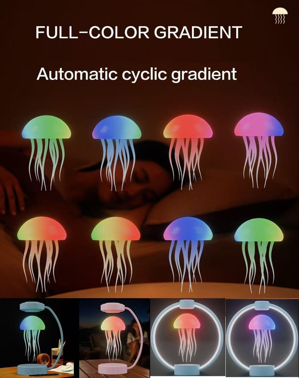 Floating Jellyfish Lamp, Magnetic Levitating 360° Spinning Night Light