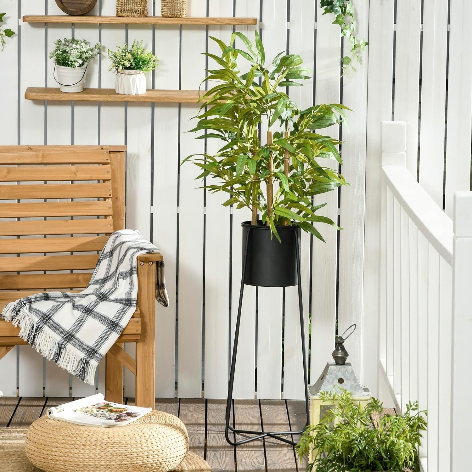 60cm Artificial Bamboo Plant in Weighted Pot Faux Green Indoor Outdoor Decor