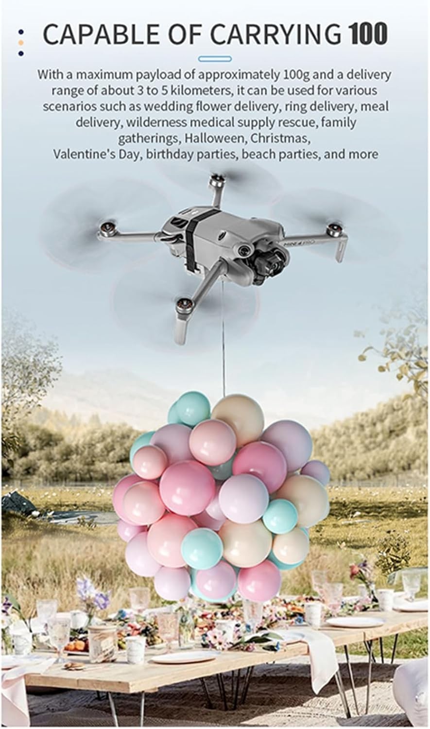 Drone Airdrop System for Mini 4 Pro Payload Release Geomagnetic Thrower 100g Loa