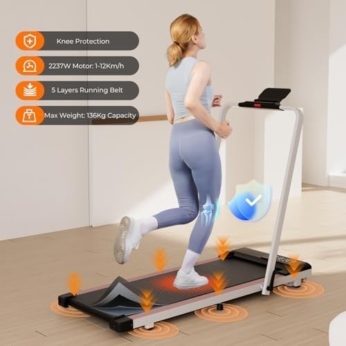 Foldable Home Treadmill 12KPH Walking Running Machine with App Control