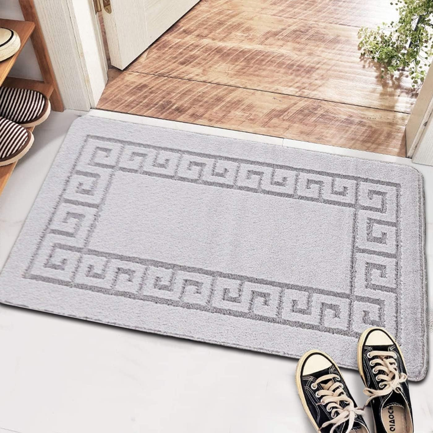 Silver Entrance Door Mat 40x60cm Waterproof Gel Back Heavy Duty Floor Rug