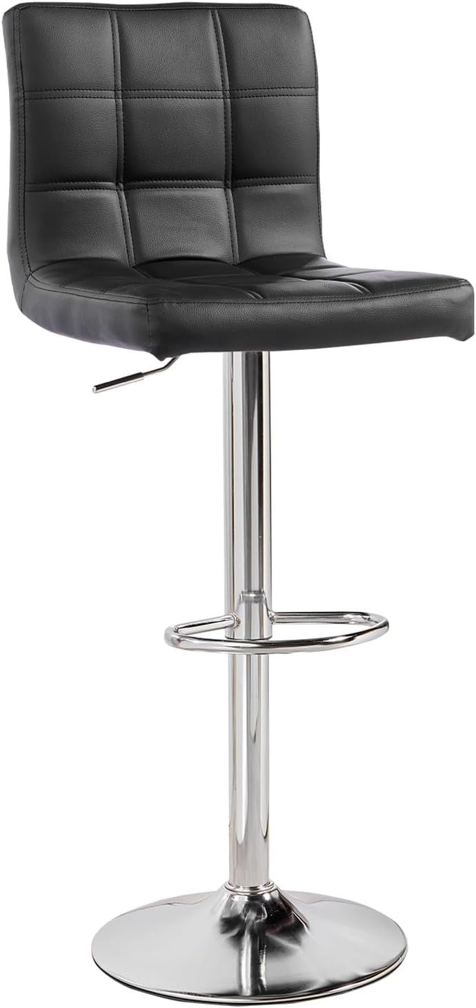 Black Swivel Bar Stool | Adjustable Height Gas Lift, Modern