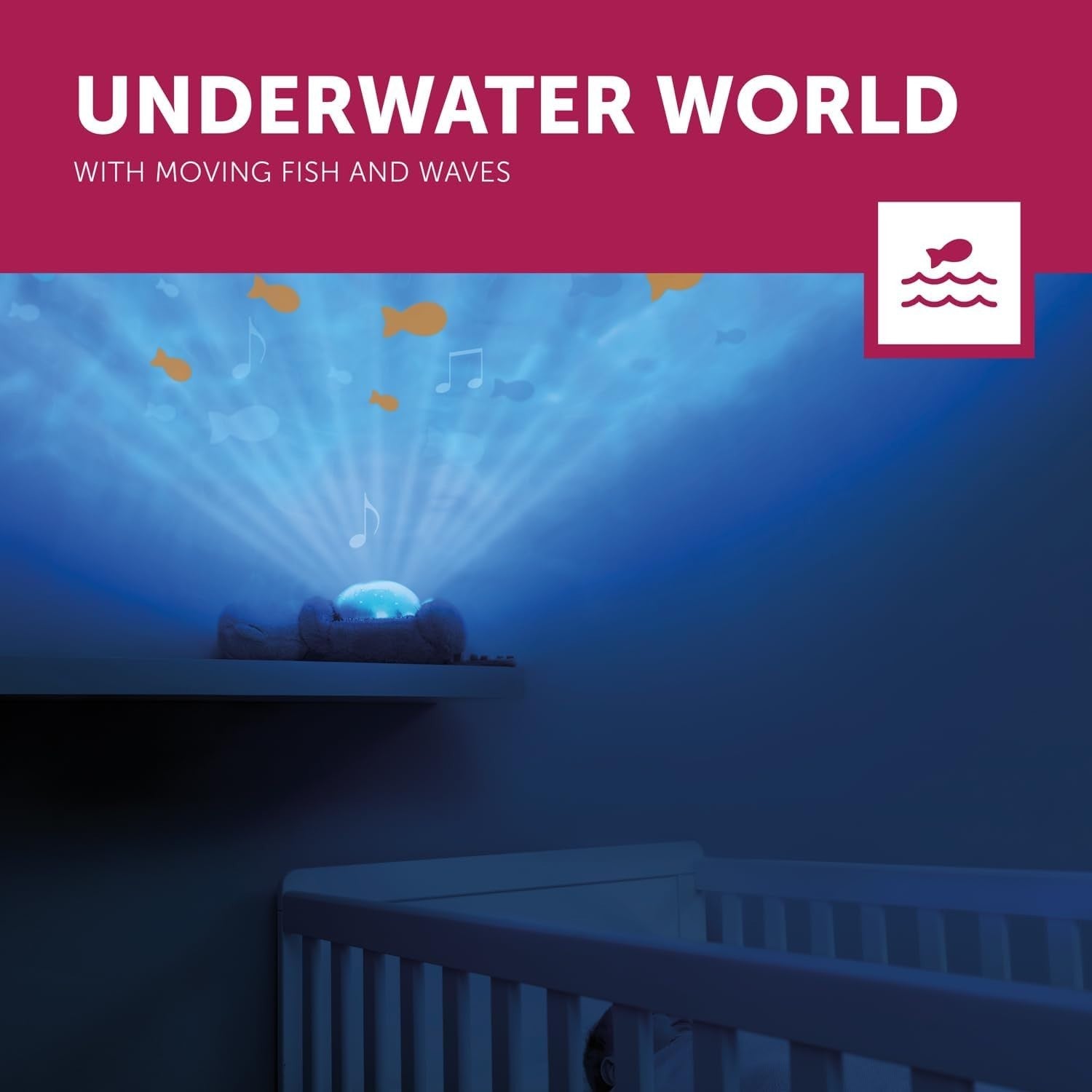 Baby Night Light Projector Ocean Sleep Soother Cry Sensor Melodies