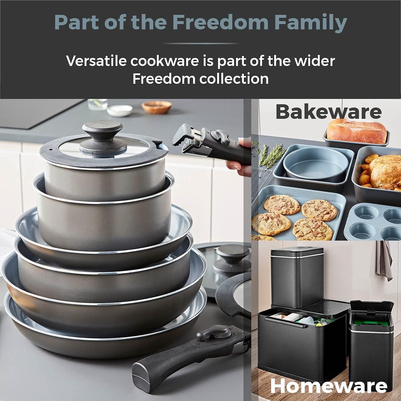 7pcs Ceramic Non-Stick Cookware Set – Stackable Pans with Detachable Handle