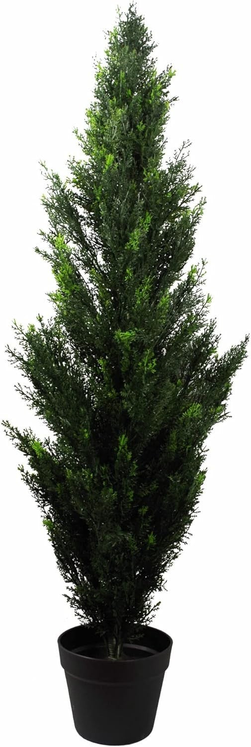 120cm Artificial Cedar Cypress UV Protected Topiary Tree in Weighted Pot Decor