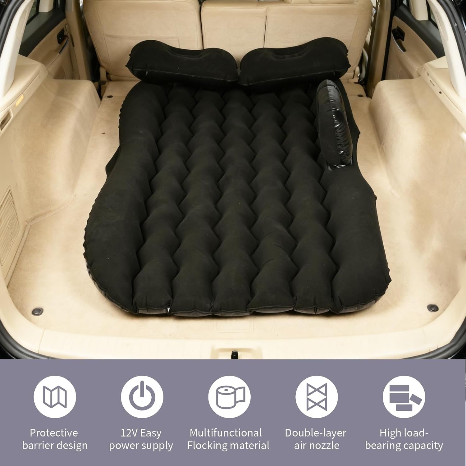 Inflatable Car Air Mattress – Portable Back Seat Bed with Pump & Pillow
