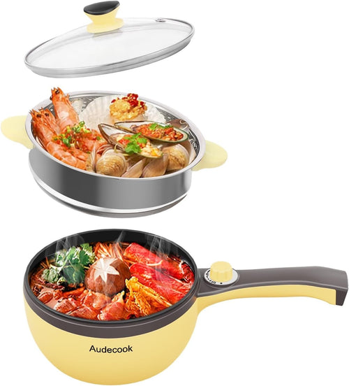 Electric Hot Pot Multi Cooker 1.5L with Steamer | Portable Nonstick Pan