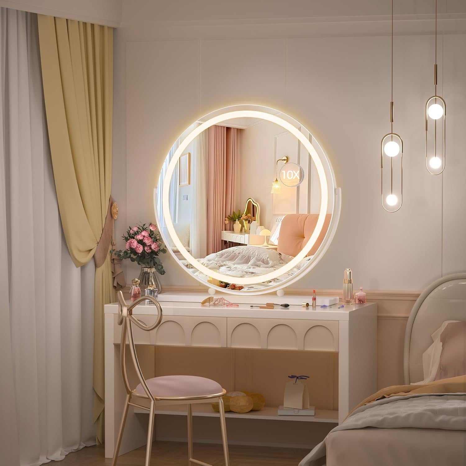 LED Vanity Mirror 60x60cm with Dimmable Lights & Smart Touch Control
