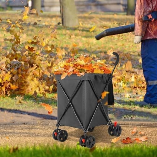 4 Wheel Folding Shopping Trolley Cart Steel Frame 120lb Load Swivel