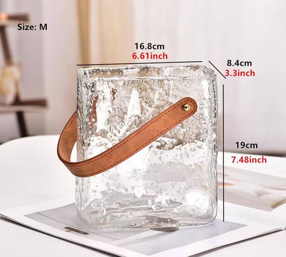 Glow Glass Bag Vase Luminous Handmade Flower Holder Table Home Decor