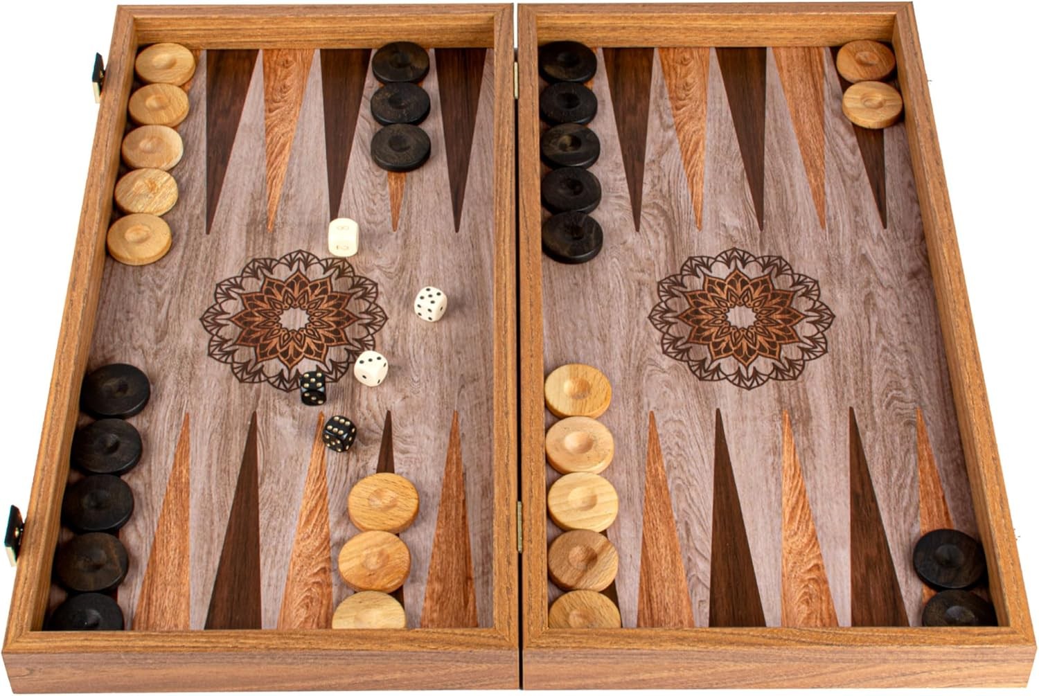 Luxury Backgammon Set 19x10 Inch Mandala Art Wooden Folding Strategy Board