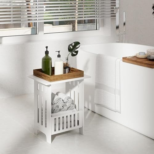 White Side Table Set of 2 – Compact Bedside & End Tables 34x25x40cm
