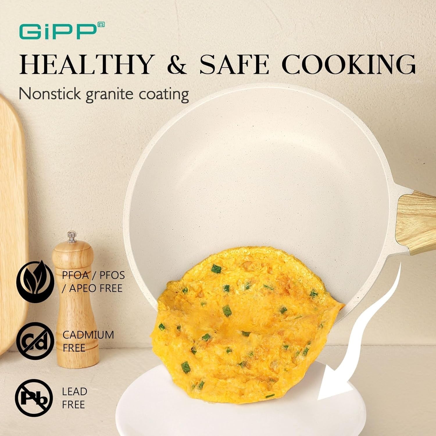 10Pcs White Ceramic Non Stick Cookware Set with Glass Lids, Induction & Gas Safe