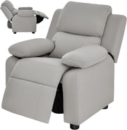 Kids Recliner Chair Adjustable Backrest & Footrest PU Leather Sofa 66x60x73cm