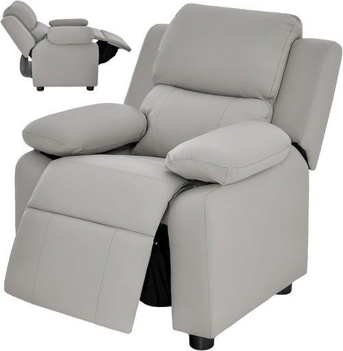 Kids Recliner Chair Adjustable Backrest & Footrest PU Leather Sofa 66x60x73cm