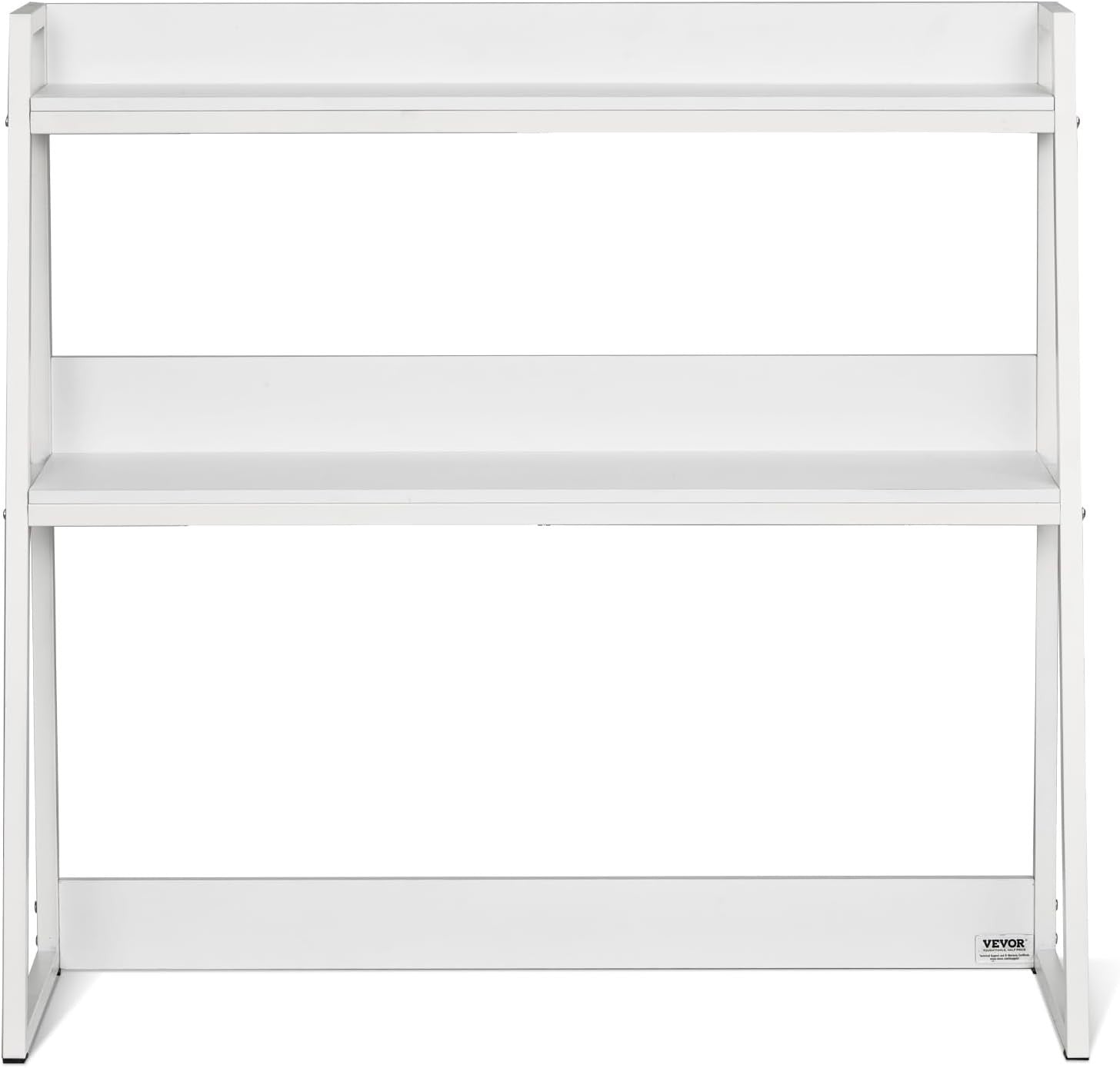White 2-Tier Desktop Bookshelf 95cm Desk Hutch Organiser for 32" Monitor