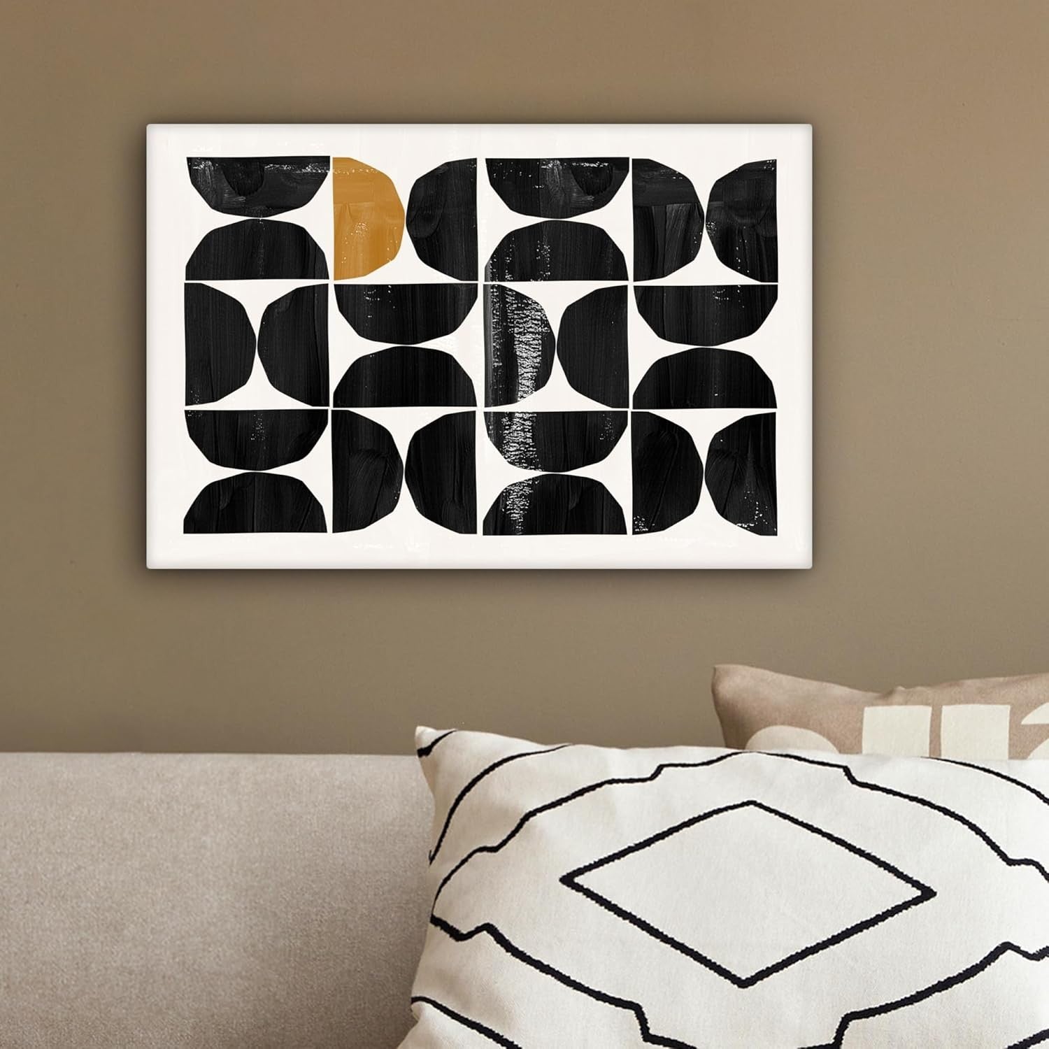 Abstract Black Gold Canvas Wall Art 30x20cm Modern Geometric Decor