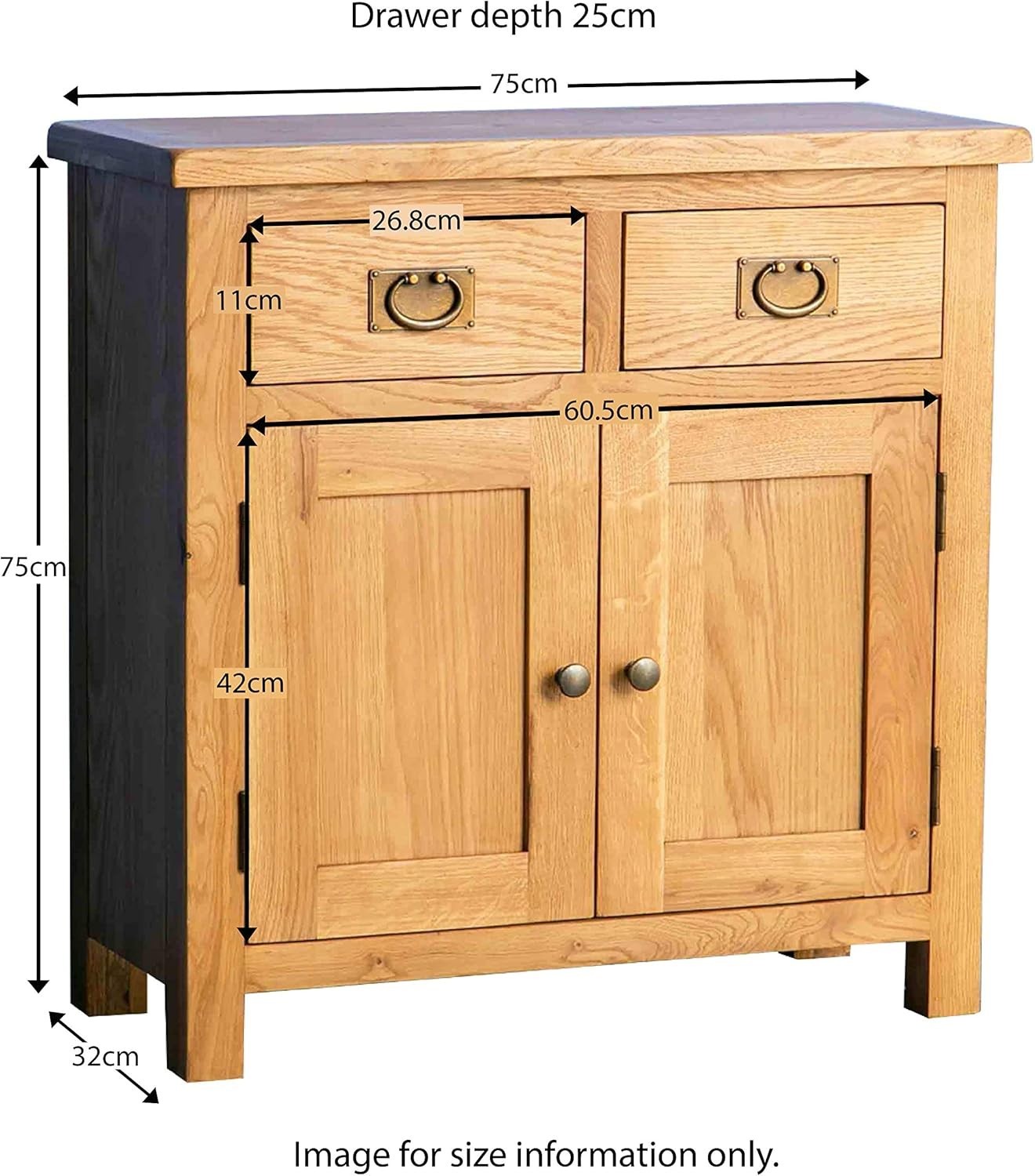 Rustic Oak Sideboard Cabinet with Drawers for Hallway or Dining