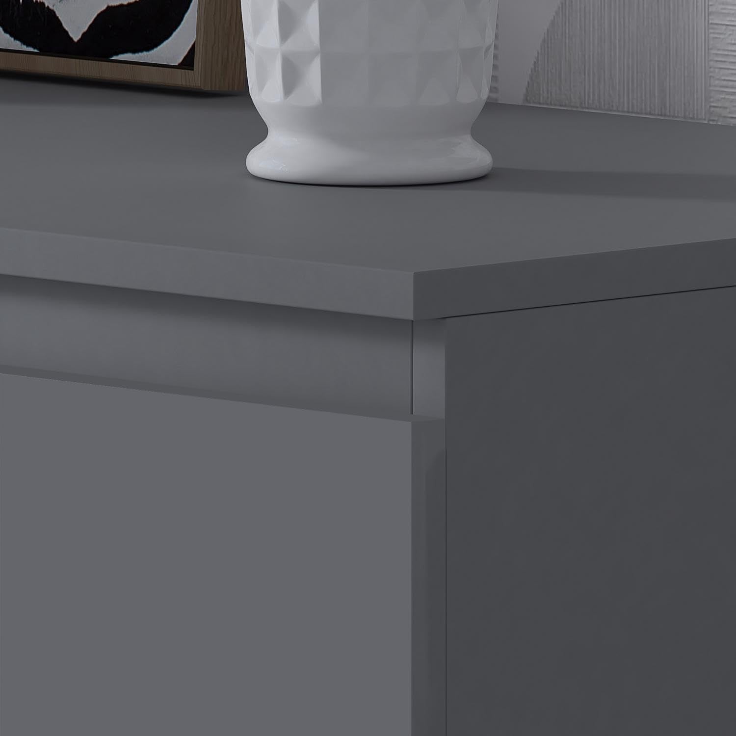8 Drawer Chest Modern Bedroom Storage Unit Dark Grey Matt Finish XL