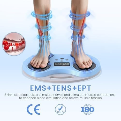 Rechargeable EMS & TENS Foot Circulation Massager for Legs & Pain Relief