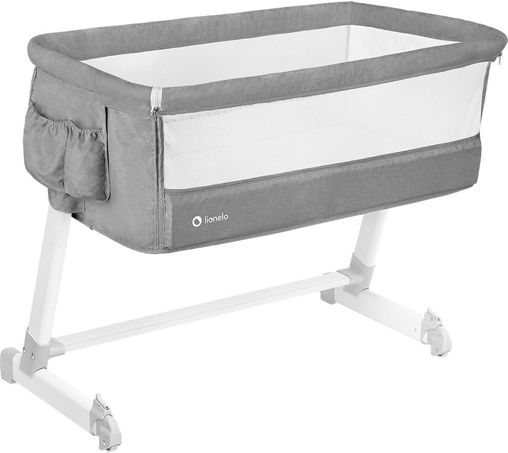2in1 Baby Bedside Crib Adjustable Height Incline Cot with Wheels & Storage Dark