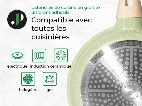 15pcs Green Granite Induction Non Stick Cookware Set Pots & Pans Eco Friendly