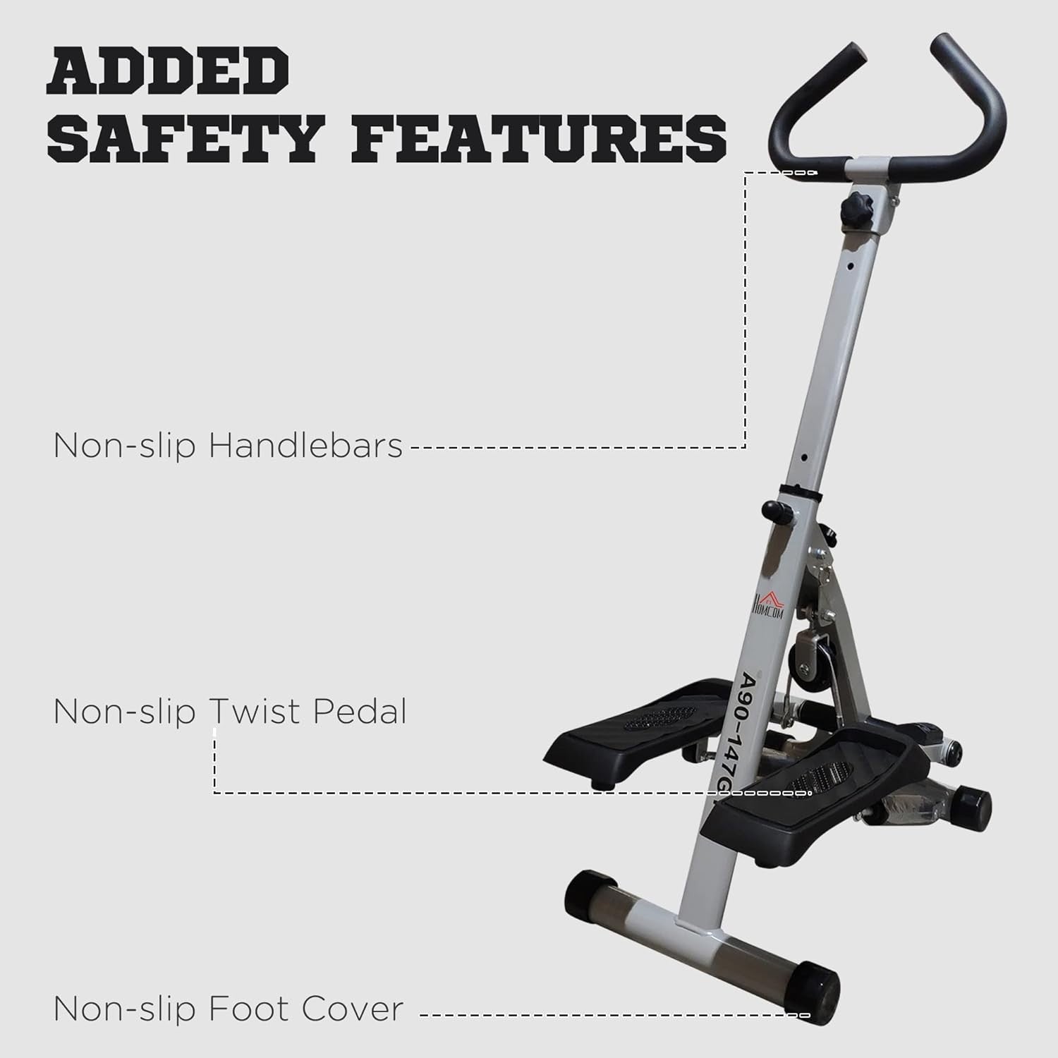 Stepper Machine w/ Handle & LCD Monitor for Home Fitness Aerobic Exercise Grey