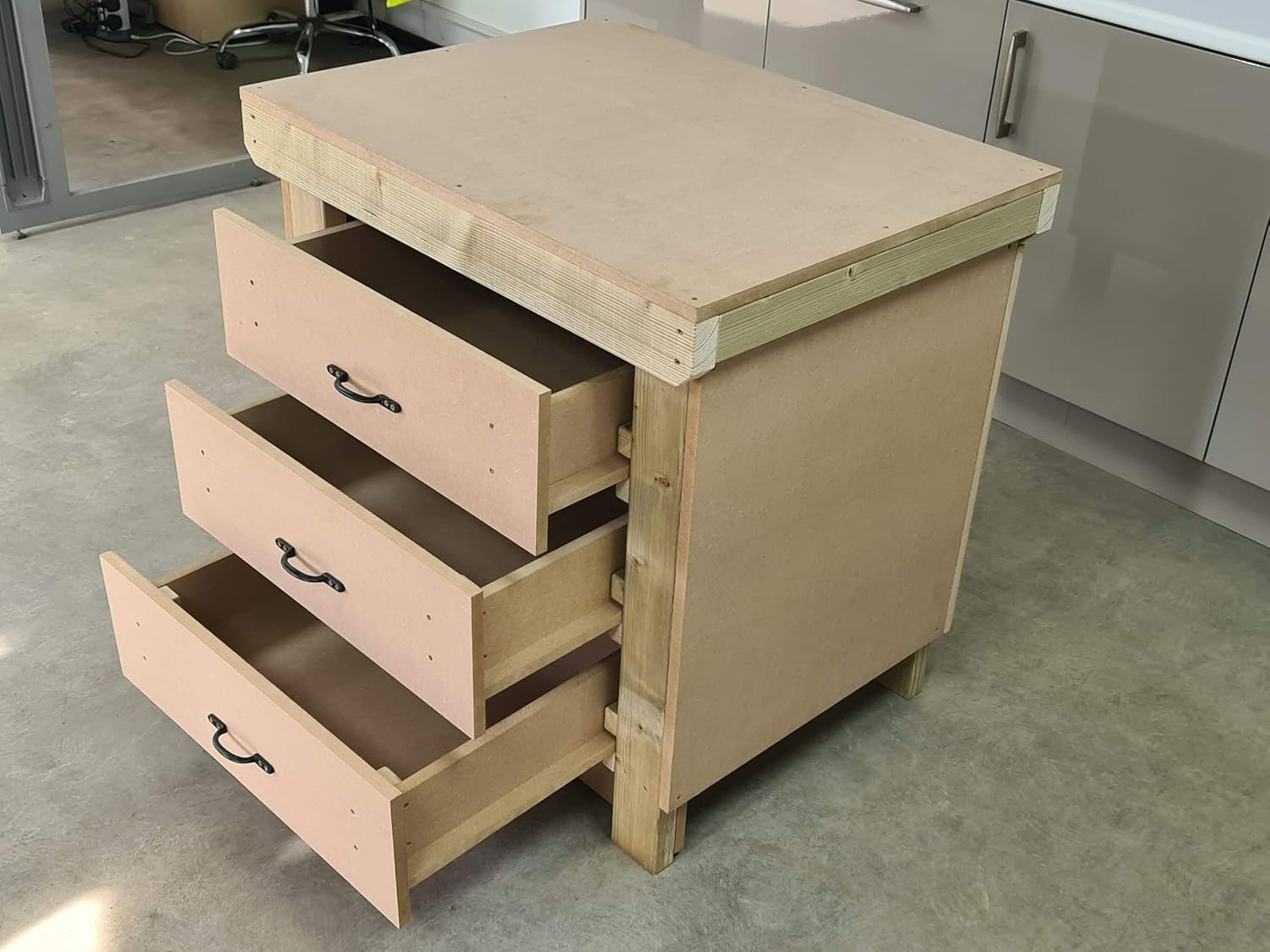 3ft Heavy Duty Wooden Workbench Tool Cabinet – 18mm MDF Top & Drawers