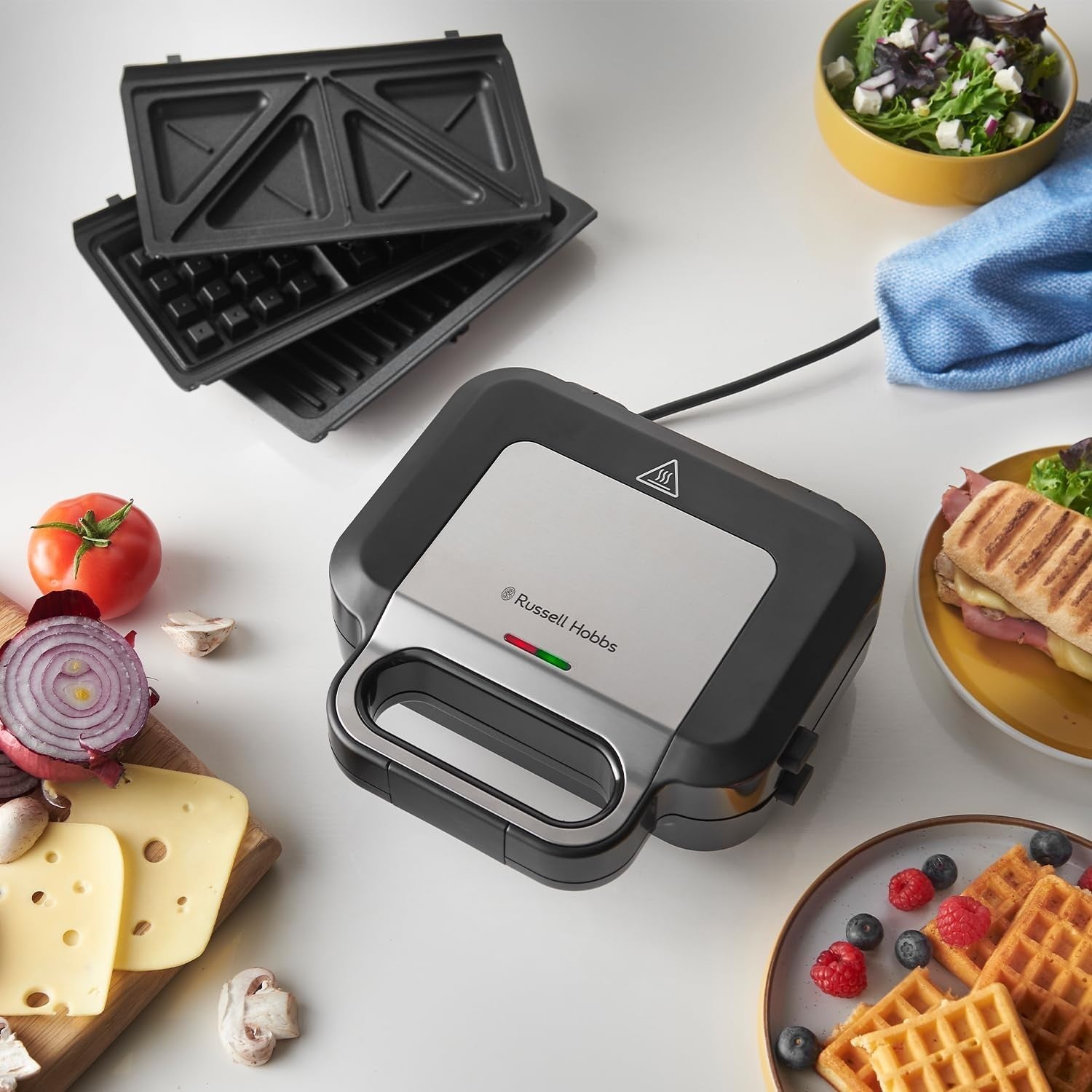 3-in-1 Sandwich Maker, Waffle, Panini & Grill with Removable Plates