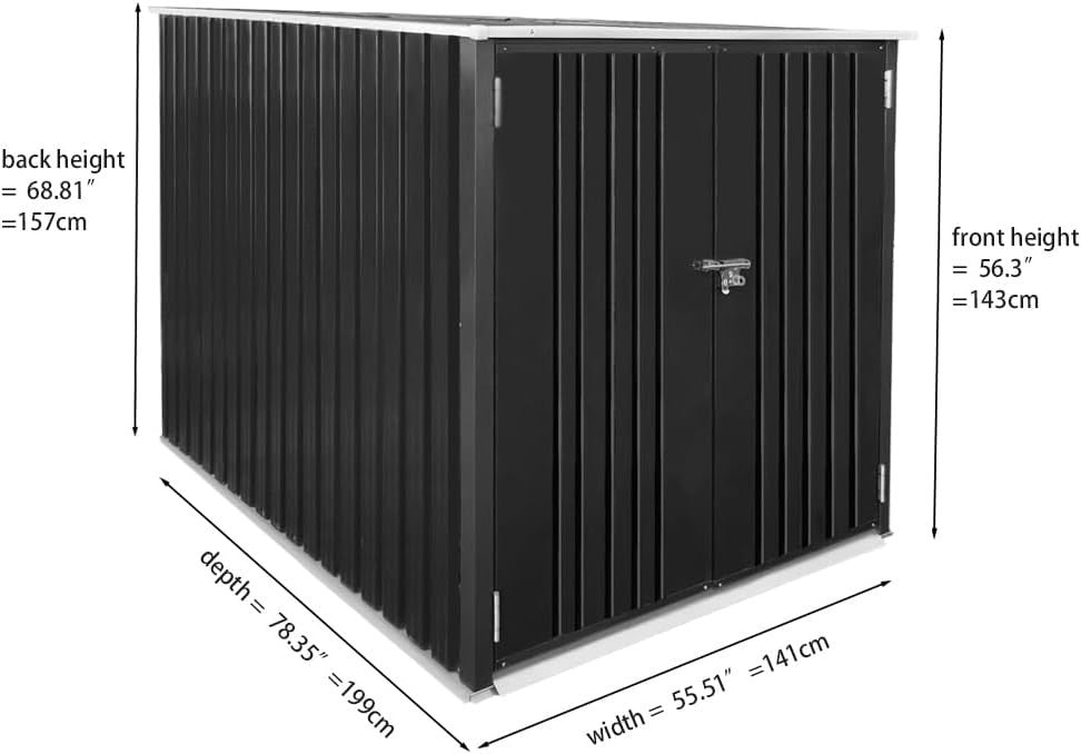 Metal Garden Storage Shed 6.5x4.7FT Outdoor Pent Roof Bike & Tool Organizer