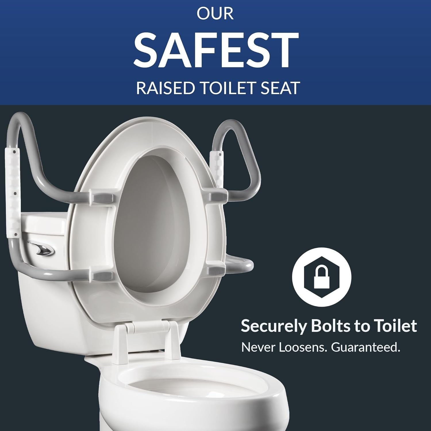3" Raised Toilet Seat Bundle with Support Arms & Bidet Easy Install White