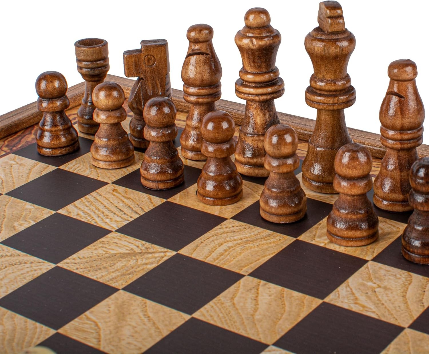 2-in-1 Wooden Chess & Backgammon Set | 27cm Luxury Walnut Board Gift