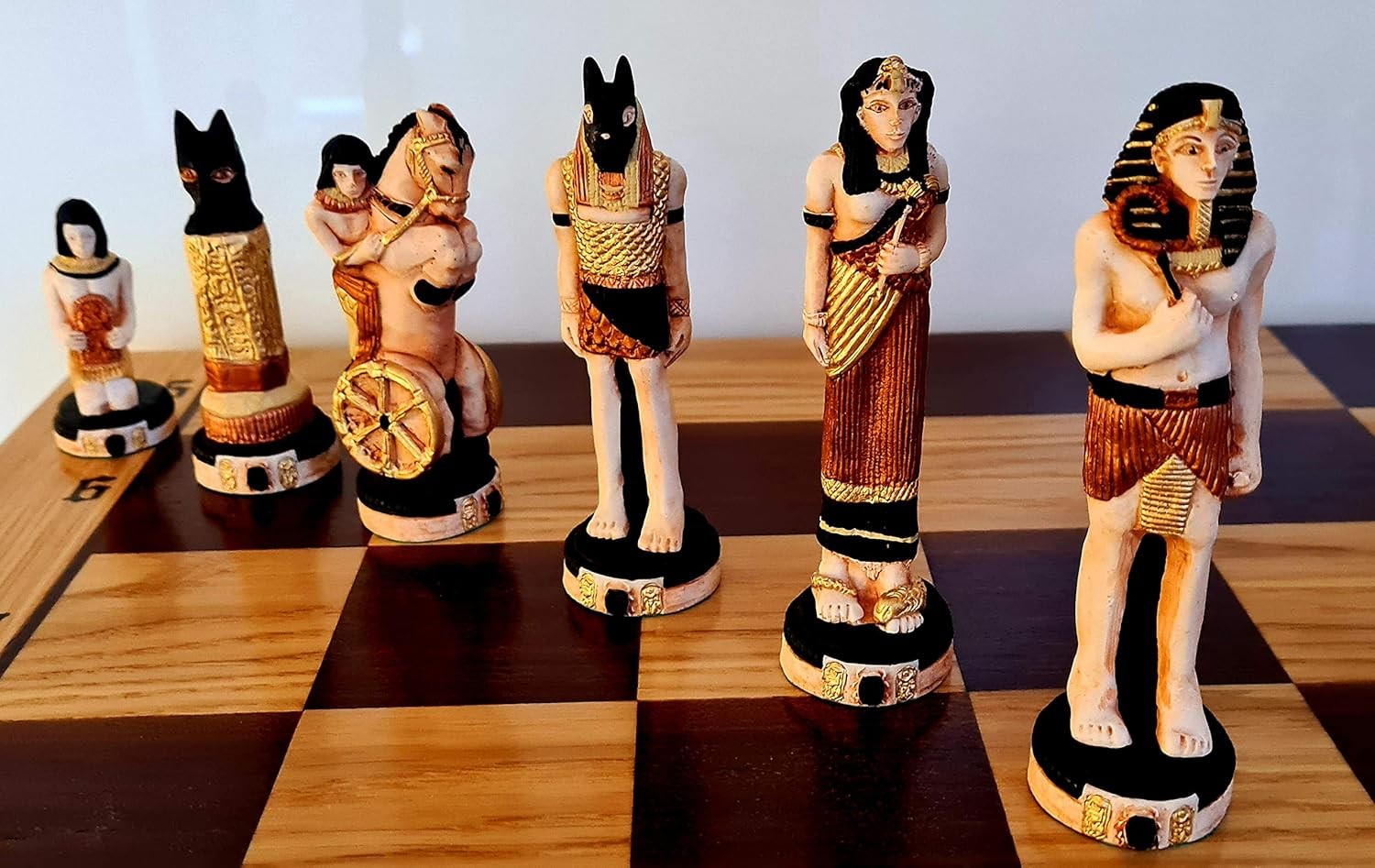 Luxury 60cm Medieval England Chess Set | Stone Figures & Inlaid Board | Handcraf