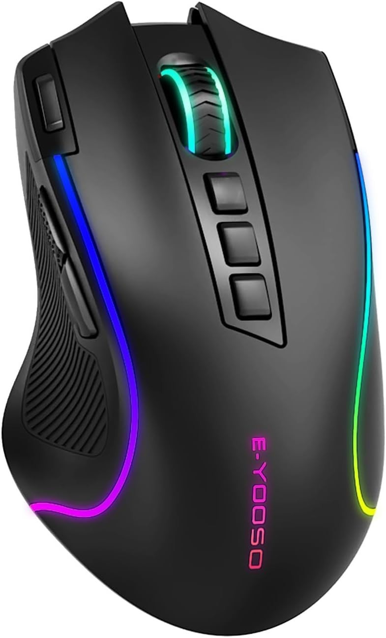 Wireless Gaming Mouse RGB 8000 DPI 9 Programmable Buttons Tri-Mode
