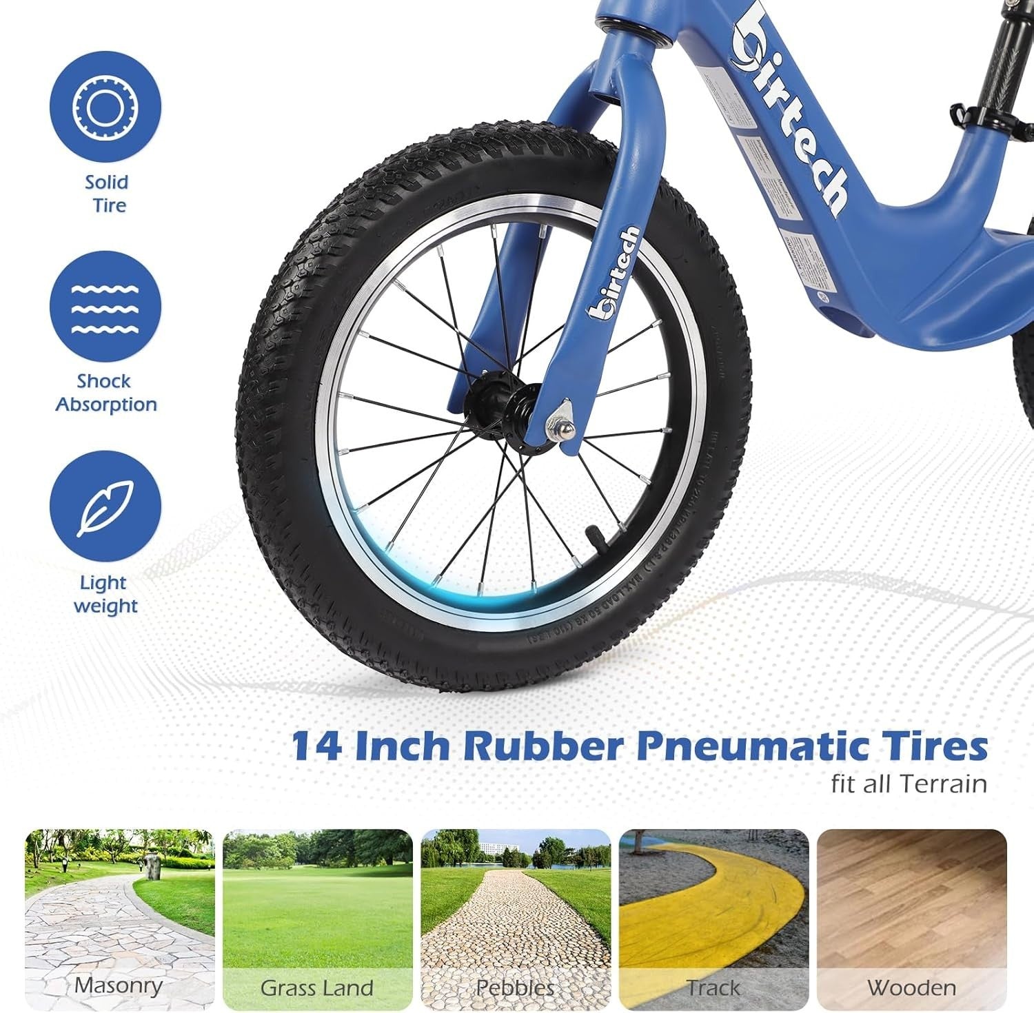 14 Inch Kids Balance Bike Air Tire Training Bicycle Lightweight Age 2-6