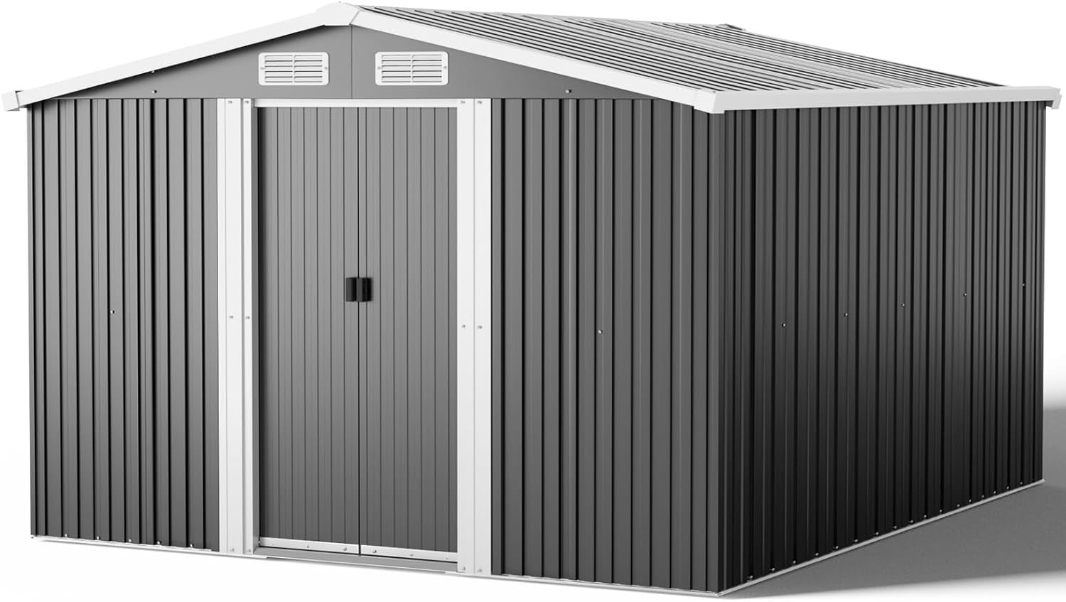 Lockable 10x8 FT Metal Garden Shed with Base Outdoor Storage & Roof