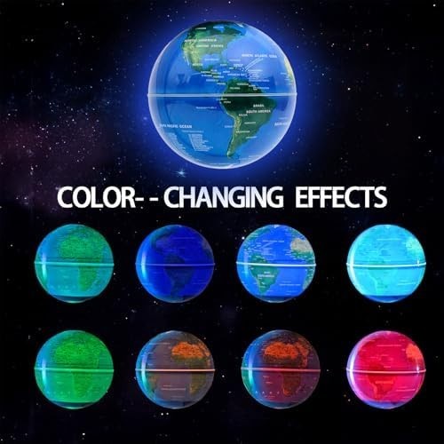 Color-Changing Floating Globe Bluetooth Speaker, Spinning Levitating Lamp