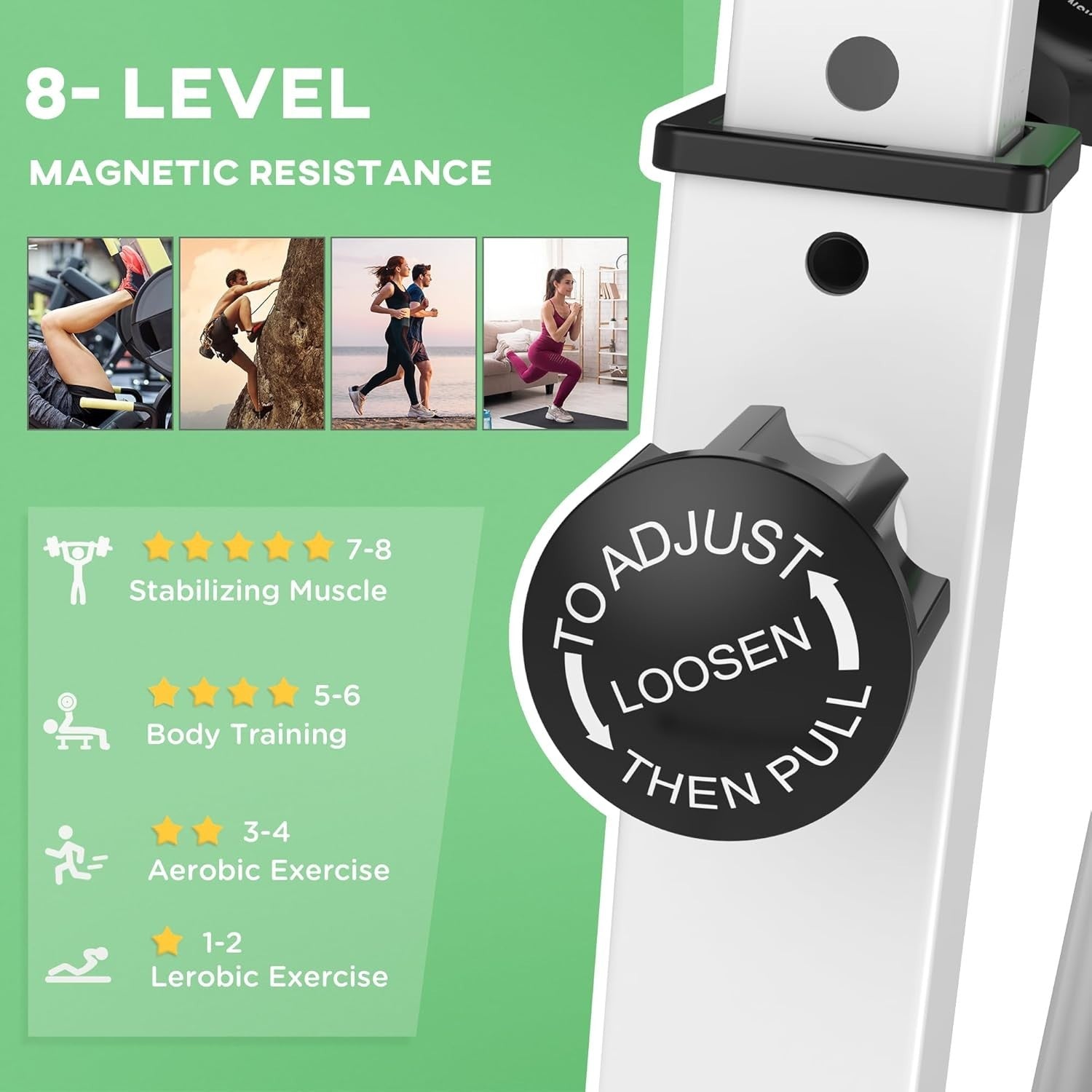 Folding Exercise Bike Green 8-Level Magnetic Resistance LCD Pulse Sensor