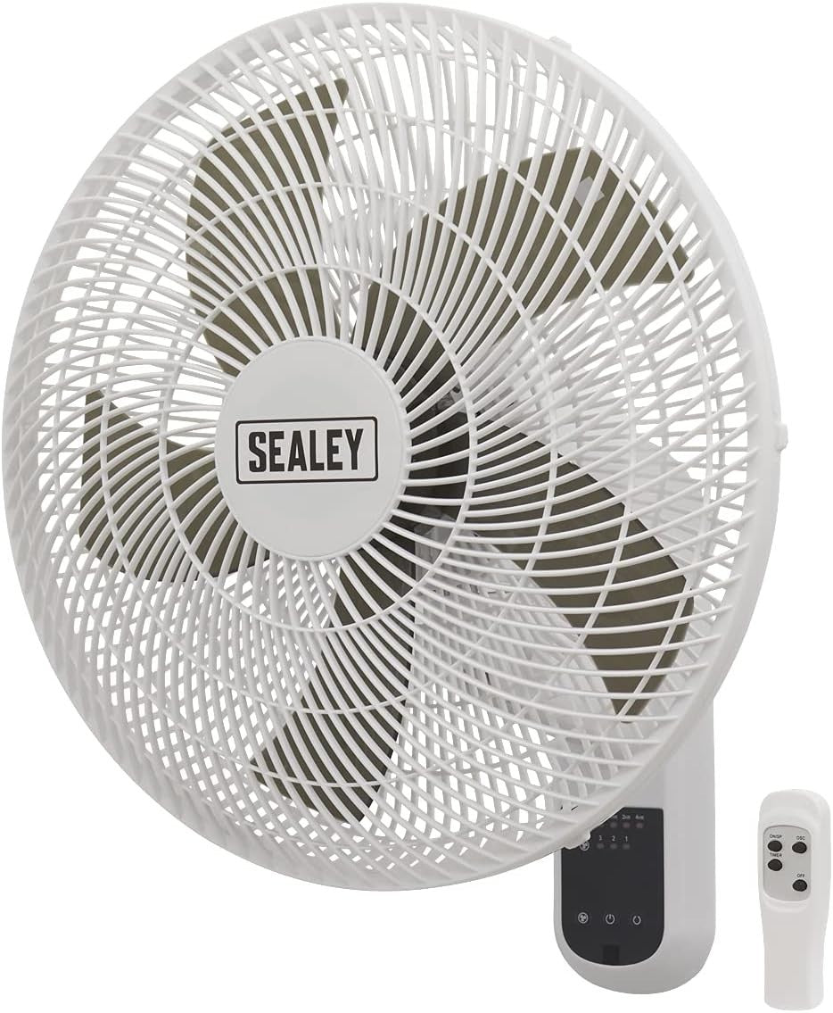Wall Fan 18 Inch 3-Speed Oscillating Remote Control Mounted Cooling Airflow 230V