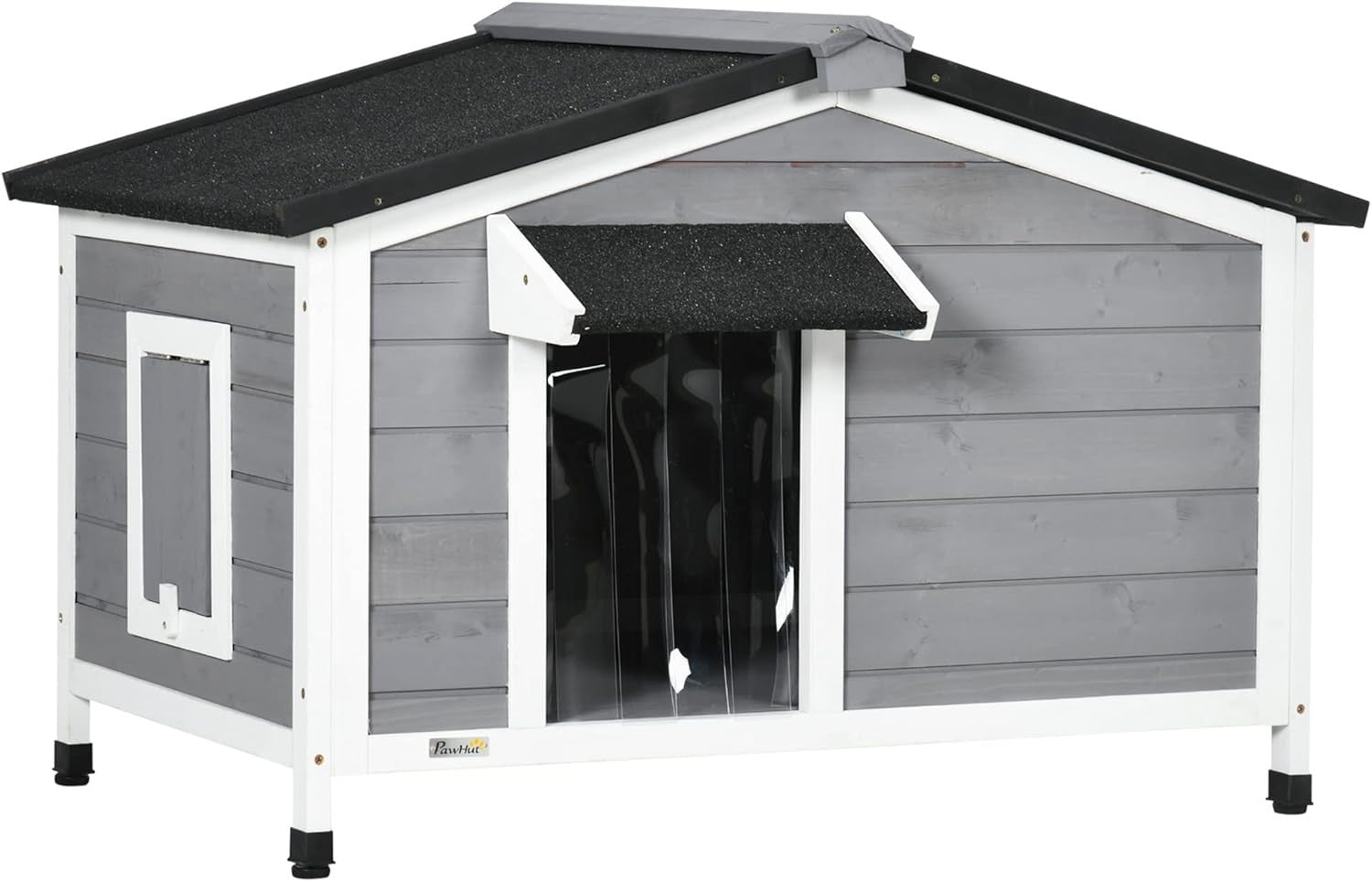 Outdoor Wooden Dog Kennel with Raised Base & Ventilated Roof 97x72x65cm Black