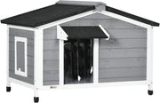 Outdoor Wooden Dog Kennel with Raised Base & Ventilated Roof 97x72x65cm Black