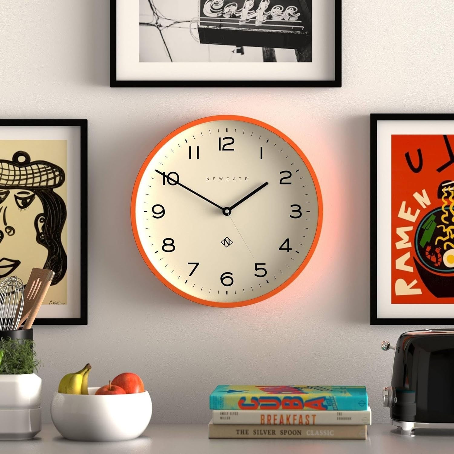 Modern Round Wall Clock 37cm | Easy-Read Numbers | Kitchen, Living Room