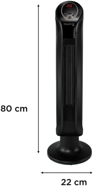 2400W Ceramic Tower Heater Fan 3 Heat Levels Quiet Hot Radiator w Remote – Black