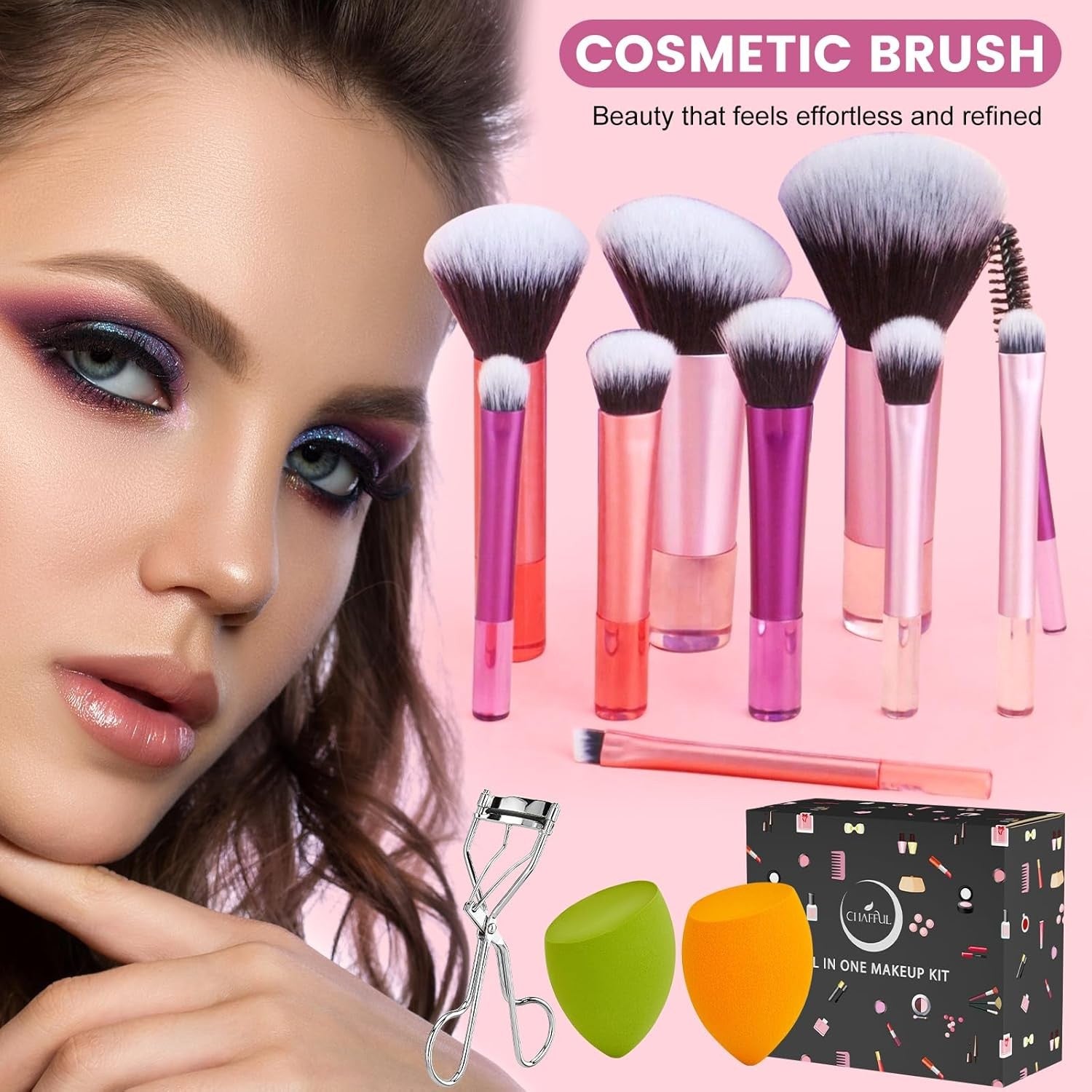 50PCS All-in-One Makeup Kit – Eyeshadow, Lipstick, Brushes & More